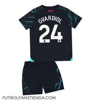 Manchester City Josko Gvardiol #24 Tercera Equipación Niños 2023-24 Manga Corta (+ Pantalones cortos)